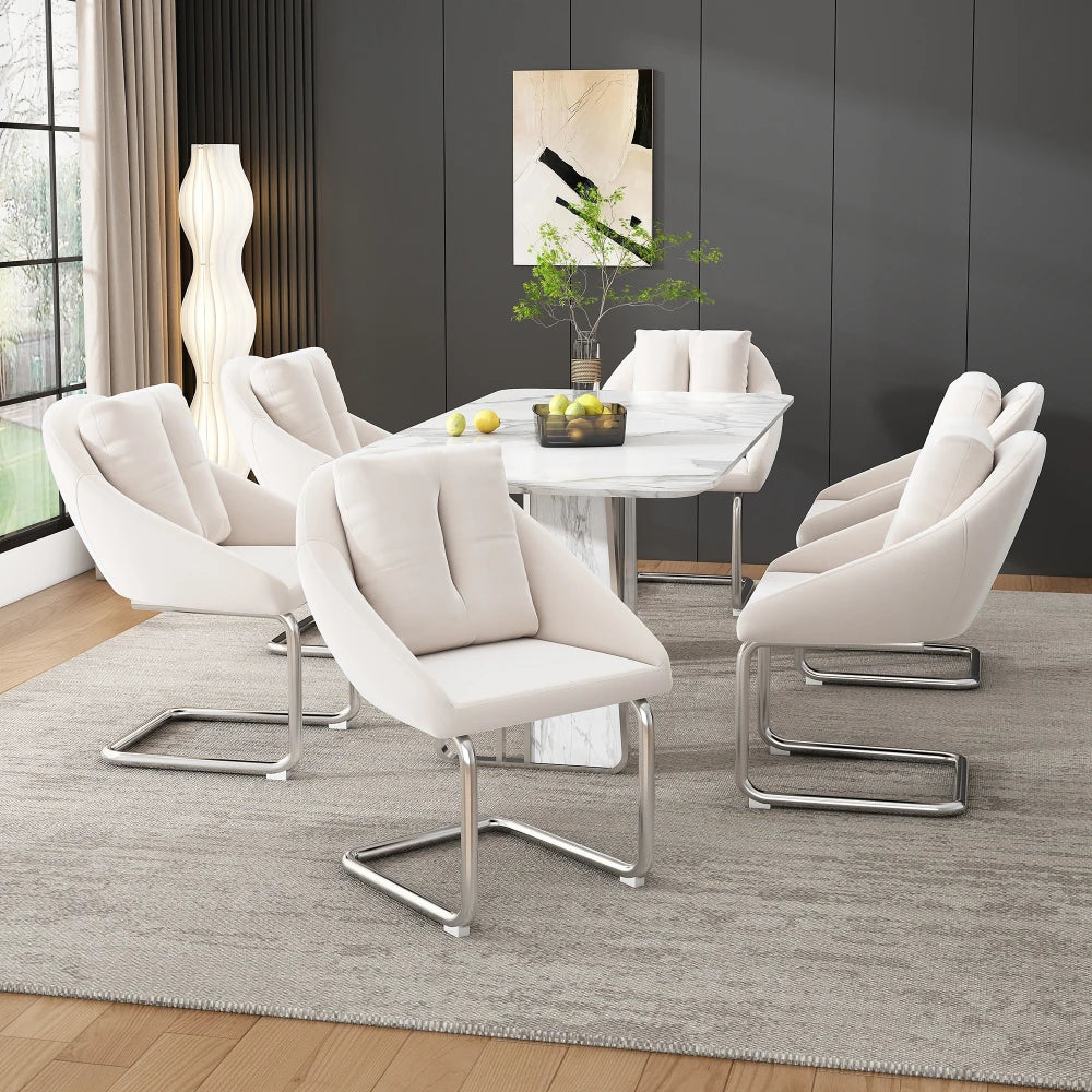 Velvet Dining Chairs Set of 2 with Cushioned Seats, Luxury Accent Chairs with Arched Legs for Living Room & Bedroom