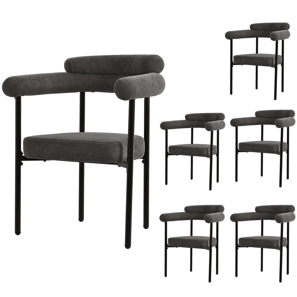 2/4/6 Pieces Modern Minimalist Dining Chairs, Suede Fabric Upholstered Chairs with Ergonomic Ring Backrest & Soft Padded Seat for Dining Room