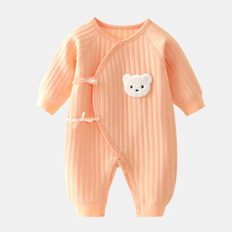 Somenie 3D Bear Baby Romper – 100% Cotton Bodysuit for Boys & Girls