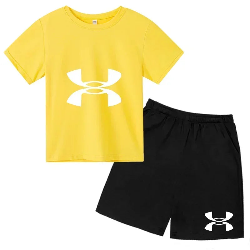 2026 Kids Sports Outfit – Breathable T-Shirt & Shorts Set for Boys