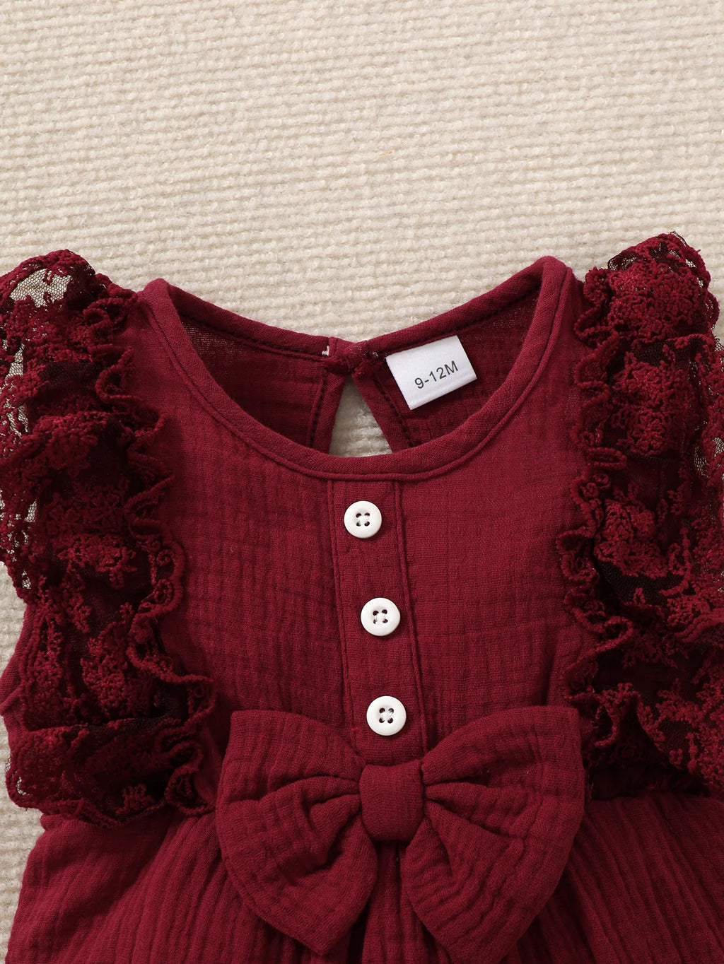 3PCS Baby Girl Lace Romper Set – Pure Color Outfit with Matching Headband