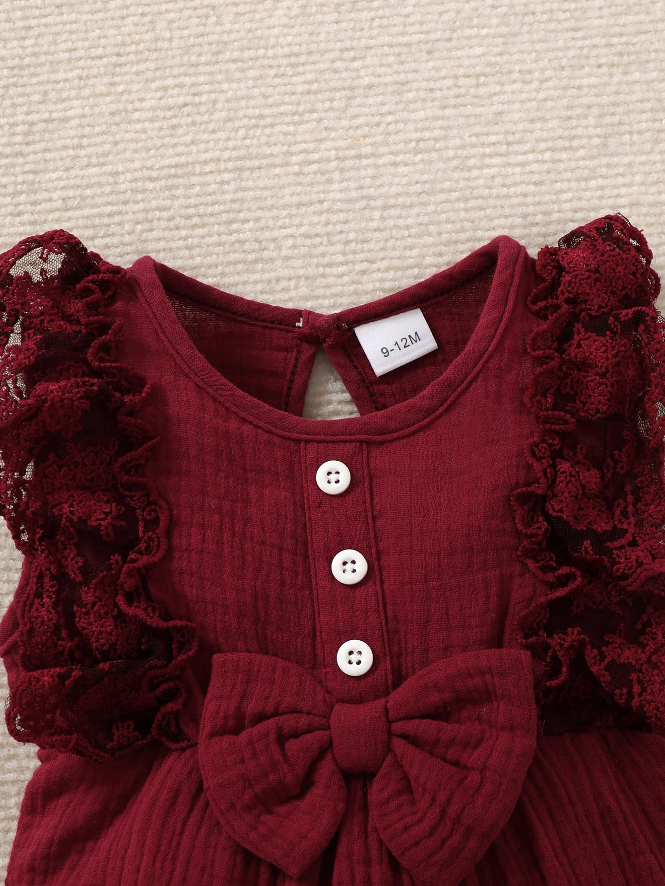 3PCS Baby Girl Lace Romper Set – Pure Color Outfit with Matching Headband