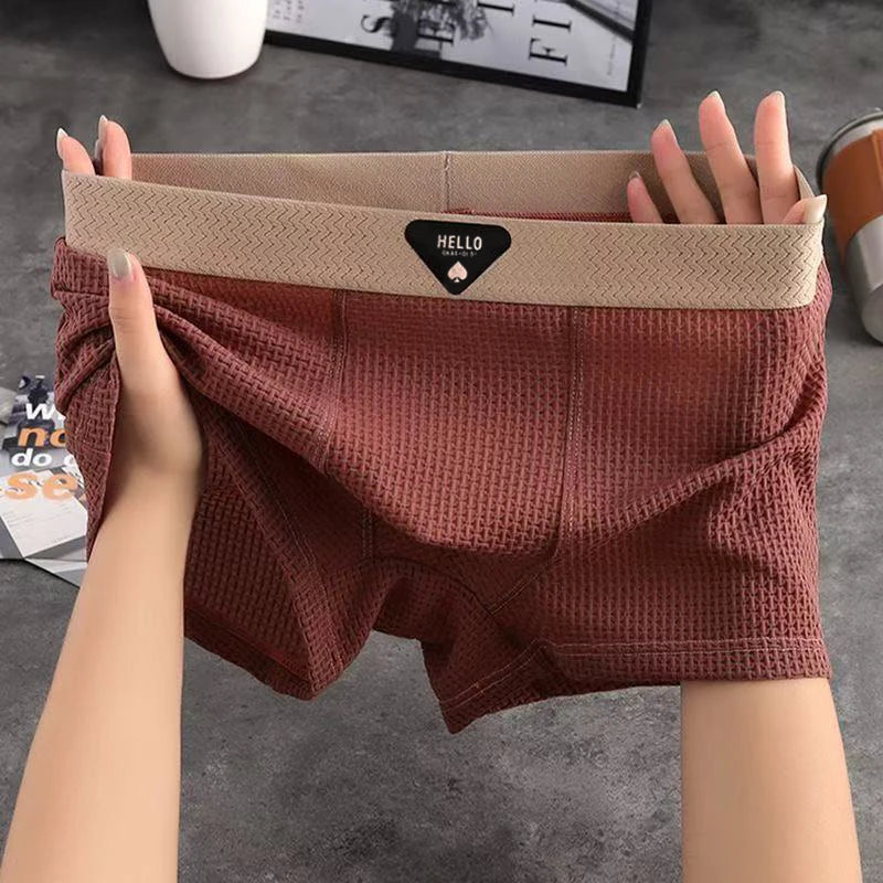 4PCS Premium Men’s Boxer Shorts – Silky Smooth Ice Fabric, Breathable Mesh Design, Modern Slim Fit & All-Day Cooling Comfort