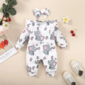 Baby Girl Elephant Outfit – Long Sleeve Casual Romper with Matching Headband